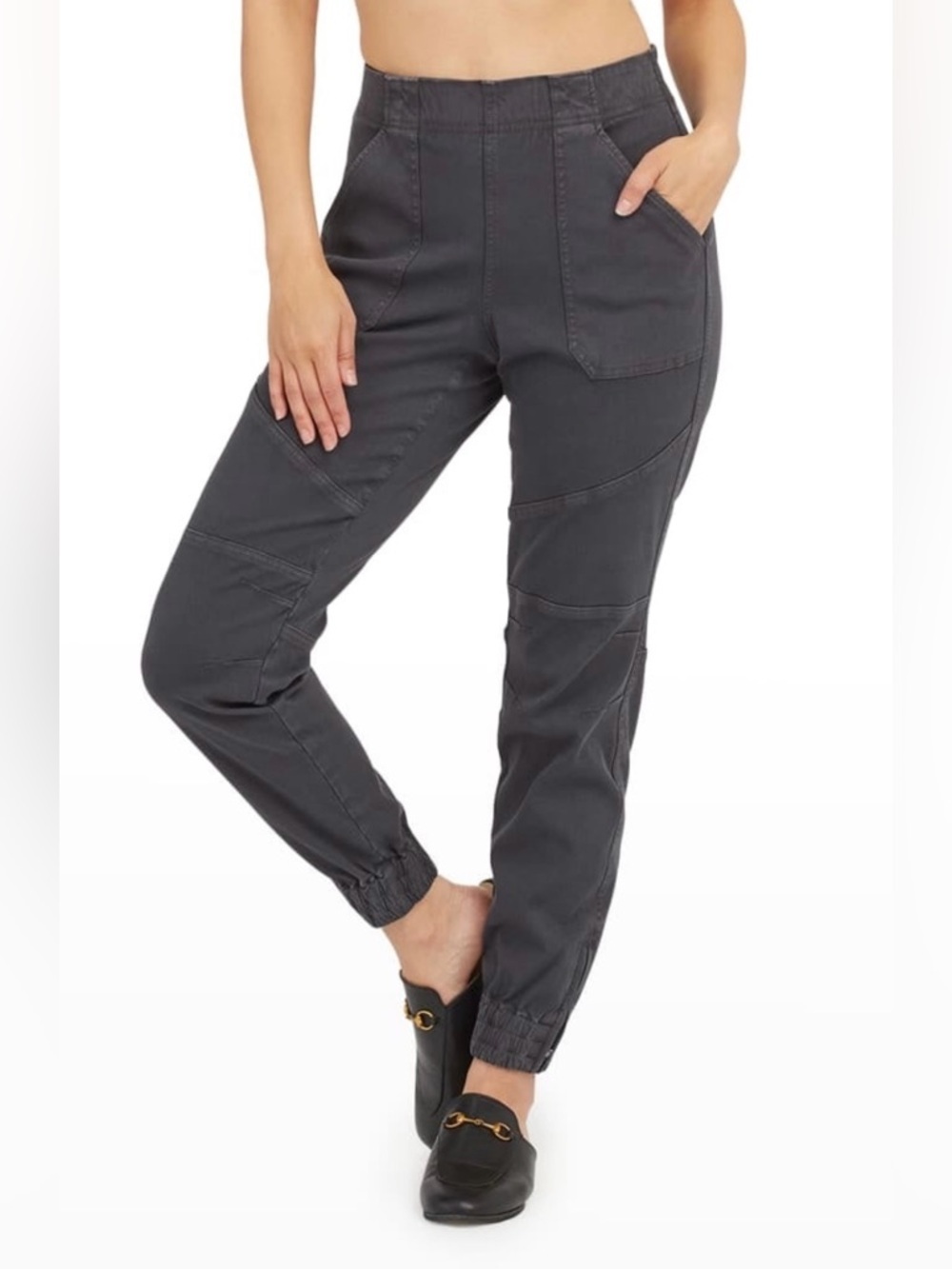 Spanx | Twill Cargo Jogger Womens Size S Ankle Pants Gray Stretch
